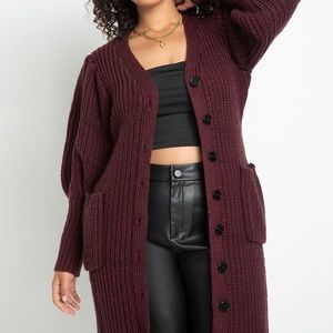 Eloquii Puff Sleeve Cardigan Sweater Dress Size 18/20 NWT